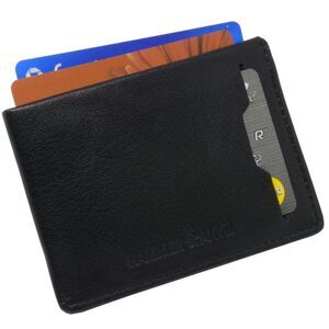 Hammer Anvil Mens Minimalist Front Pocket Wallet RFID Safe Leather Easy Pull Tab